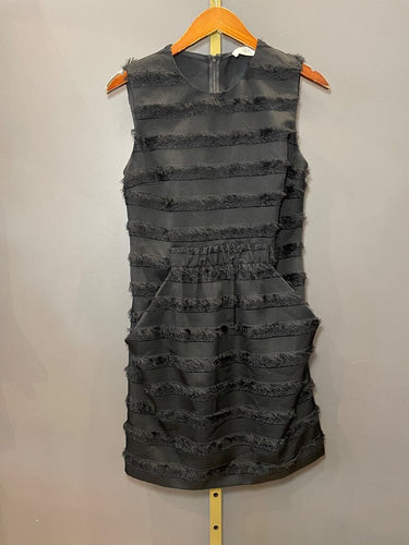 A.L.C. Black Sleeveless Fringed Tiered Mini Dress sz 6