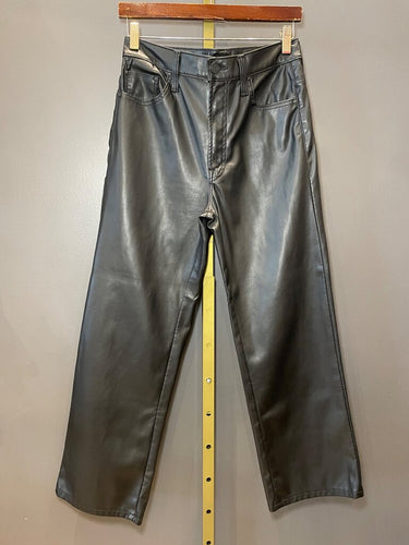 Mother Black Faux Leather Wide Leg Pants sz 28