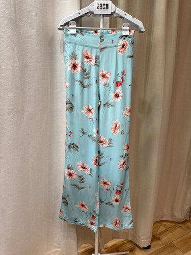 Intermix Light Blue Floral Wide Leg Pants sz P