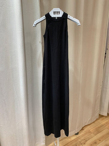 perfectwhitetee Black Ribbed High-Neck Sleeveless Maxi Dress sz S