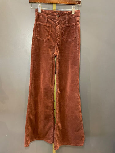 Mother Rust Corduroy High-Rise Flare Pants sz 23