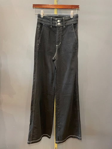 Joe's Jeans Black Contrast Stitch Wide Leg Pants sz 24