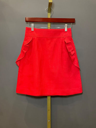 Sandro Red Ruffle-Trim Mini Skirt sz 1