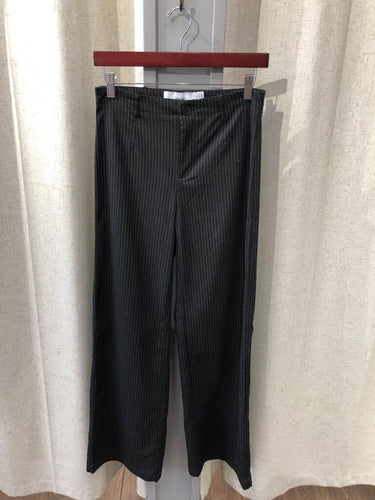 Bershka Black Pinstripe Tapered-Leg Pants sz USA 06