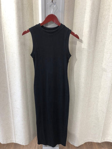 ASOS Black Ribbed Sleeveless Midi Dress sz 6