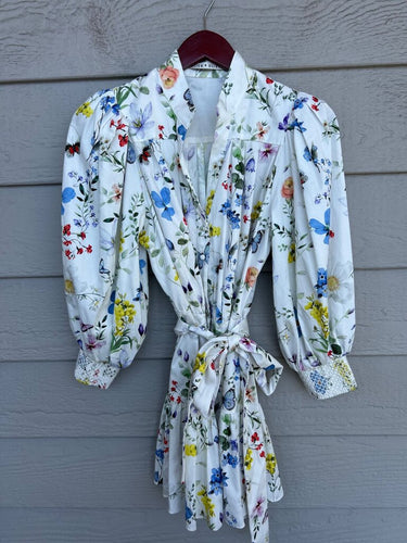 Alice + Olivia Floral Butterfly Print Long Sleeve Mini Dress
