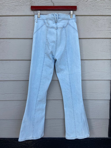 Veronica Beard Jeans Light Wash Patch Pocket Flare Jeans sz 28