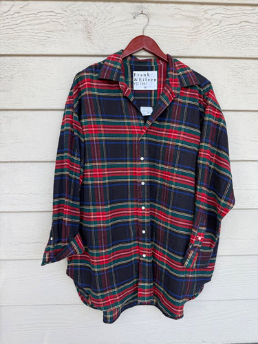 Frank & Eileen Mackenzie Oversized Plaid Flannel Button-Up Shirt sz OS