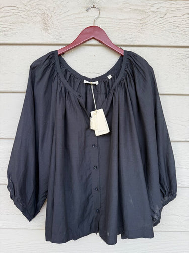 Doen Gathered Button-Front Blouse sz XXL