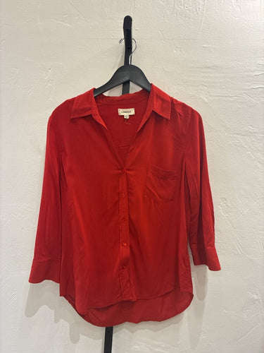 L'Agence Red Viscose Button-Down Blouse sz M