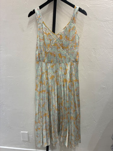Vince Floral Pleated Sleeveless Midi Dress sz XS