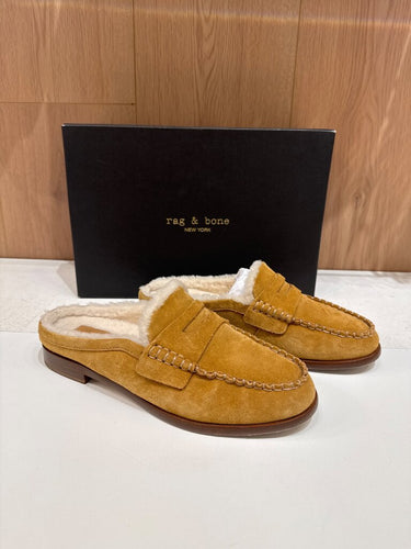 rag & bone Shearling-Lined Suede Mules sz 38.5