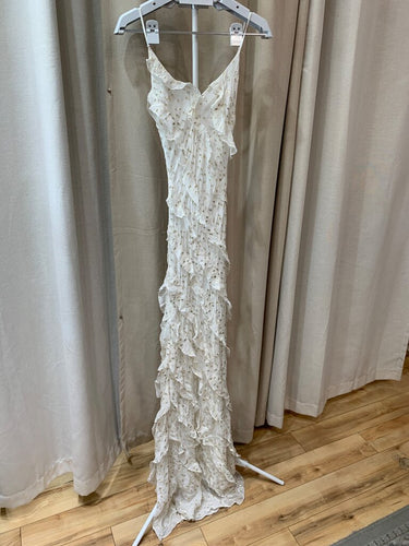 Rat & Boa White Ruffled Embellished Maxi Dress