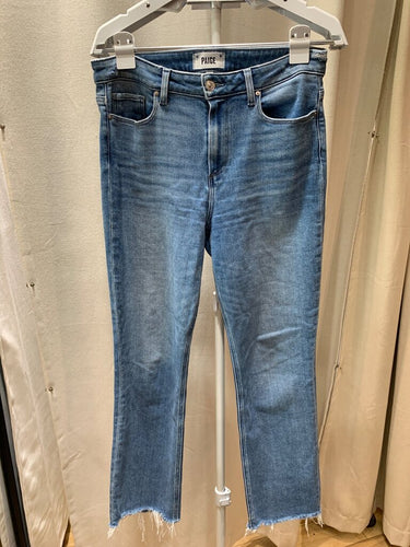 PAIGE Medium Wash Raw Hem Straight Leg Jeans sz 29