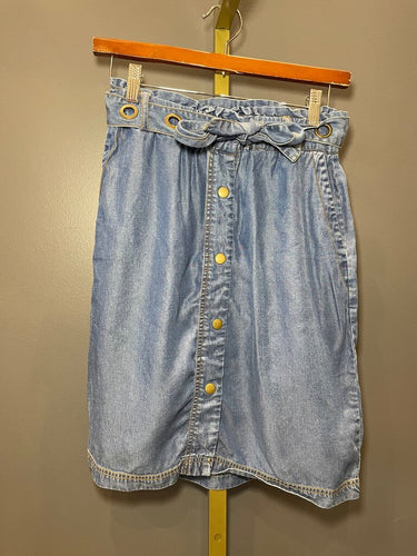 Splendid Chambray Denim Paperbag Waist Button-Front Mini Skirt sz S