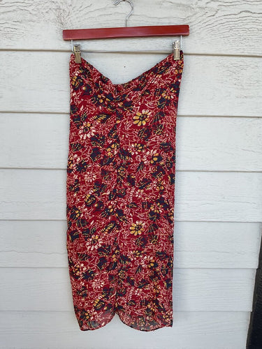 ba&sh Floral Draped Midi Skirt sz L
