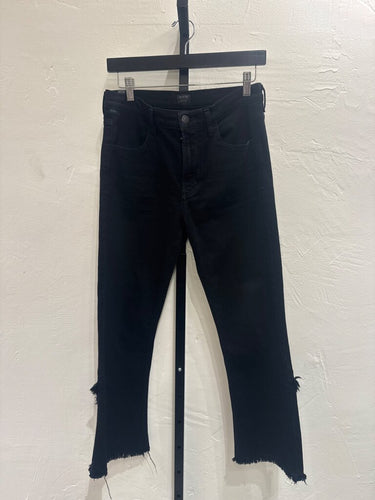 Citizens of Humanity Black Frayed Step Hem Cropped Flare Jeans sz 27