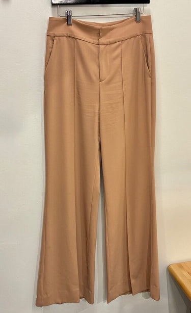 Alice + Olivia Tan Wide Leg Pintuck Trousers sz 8