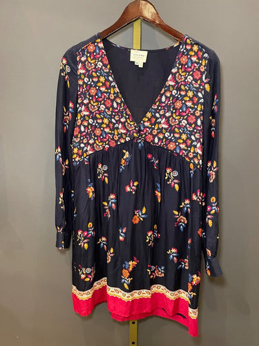 Sézane Floral Long-Sleeve Mini Dress sz 36