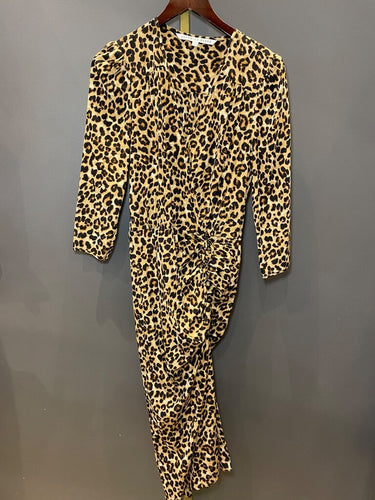 Veronica Beard Leopard Print Long-Sleeve Jumpsuit sz 2