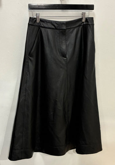 Veronica Beard Black Faux Leather A-Line Midi Skirt Size 4 sz 4