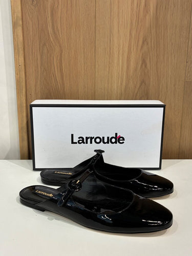 Larroudé Blair Mule in Soft Patent Black sz 10.0