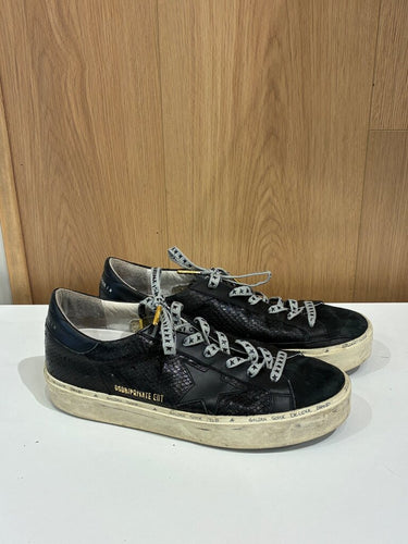 Golden Goose Hi Star Sneakers in Black Embossed Leather sz 41