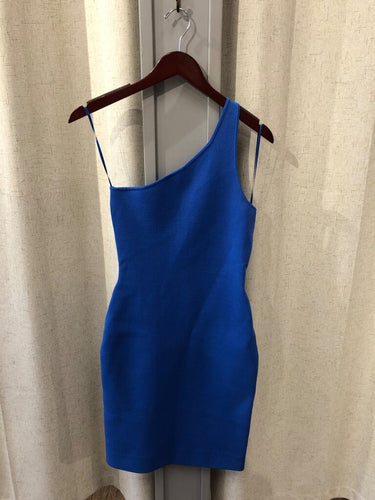 A.L.C. Royal Blue One-Shoulder Knit Mini Dress sz S