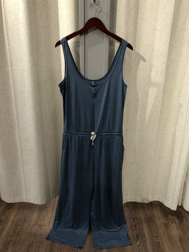 Vuori Blue Sleeveless Henley Drawstring Jumpsuit Size L sz L