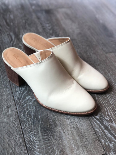 Madewell Cream Leather Heeled Mules sz 8 1/2