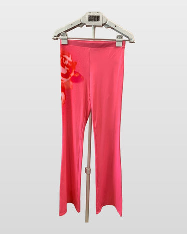 Khy Pink Floral Graphic Flare Pants sz S