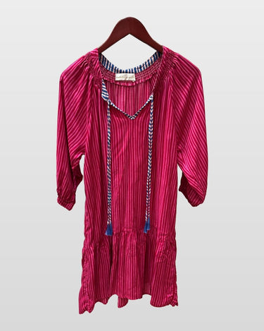 Natalie Martin Pink Striped Tassel Tie Tunic Dress sz S