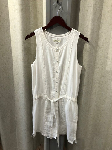 Rag & Bone White Sleeveless Button-Down Drawstring Dress sz 6