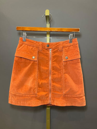 Orange Corduroy Utility Mini Skirt