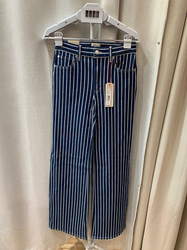Alice + Olivia Chic High Rise Striped Straight Leg Jeans sz 27
