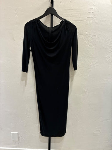 Dolce & Gabbana Black Draped Long Sleeve Midi Dress est. size 38