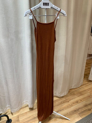 L*SPACE Brown Ribbed Open-Back Maxi Dress sz MD
