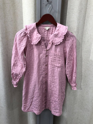 Pilcro Pink Textured Ruffle Collar Button-Front Mini Dress sz XXSP