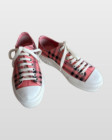 Burberry Pink Check Low-Top Platform Sneakers sz 38.5