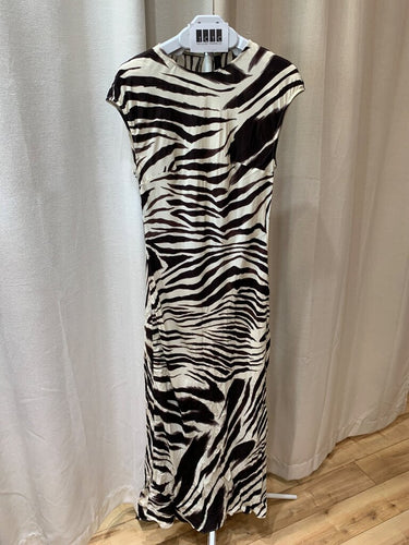 Mango Zebra Print Cap Sleeve Maxi Dress sz M