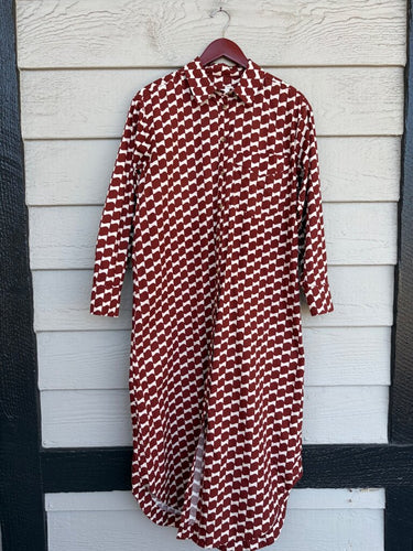 Maeve Rust & Cream Geometric Shirt Dress sz S
