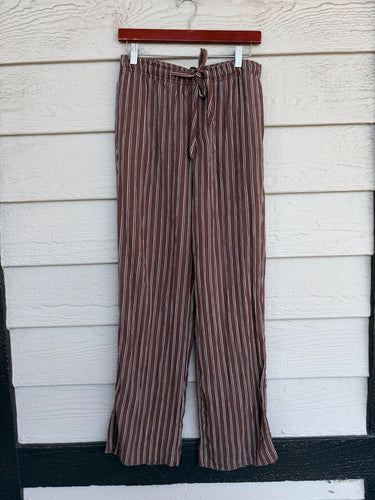 Zara Brown Striped Wide Leg Pants sz S