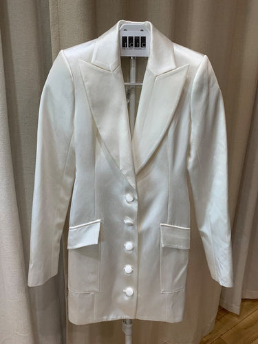 Fleur du Mal White Satin Blazer Mini Dress sz 0