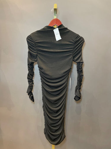 ASTR The Label Black Ruched Long Sleeve Bodycon Mini Dress sz XS