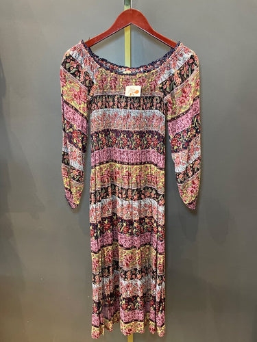 Kimchi Blue Smocked Long Sleeve Floral Maxi Dress sz XS