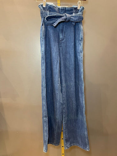 Free Jeans Tie-Waist Wide Straight Leg Denim Jeans sz 00