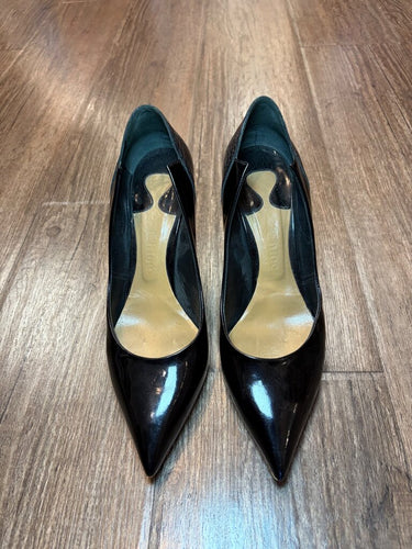 Chloé Black Croc-Embossed Patent Leather Pointed-Toe Pumps sz 37½
