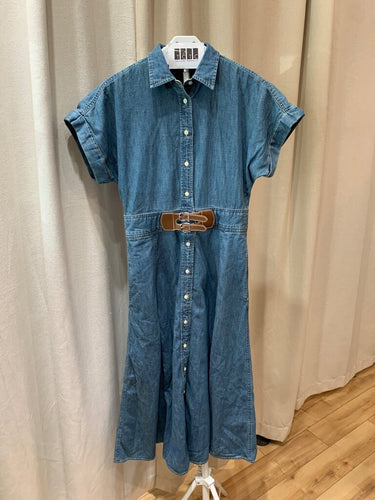 Lauren Ralph Lauren Denim Short-Sleeve Button-Down Midi Dress sz S?