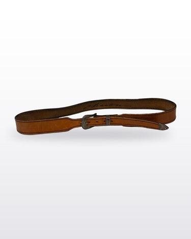 Chacon Cognac Leather Western Ranger Belt with Silver Hardware sz Estimated S