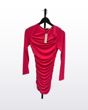 Alice + Olivia Hot Pink Long Sleeve Ruched Mini Dress sz 4